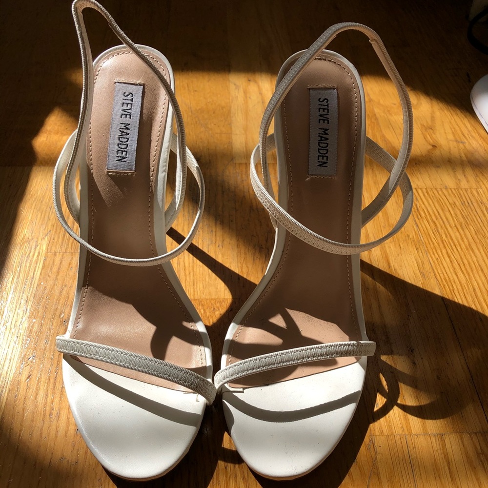 White Steve Madden Strap Heels